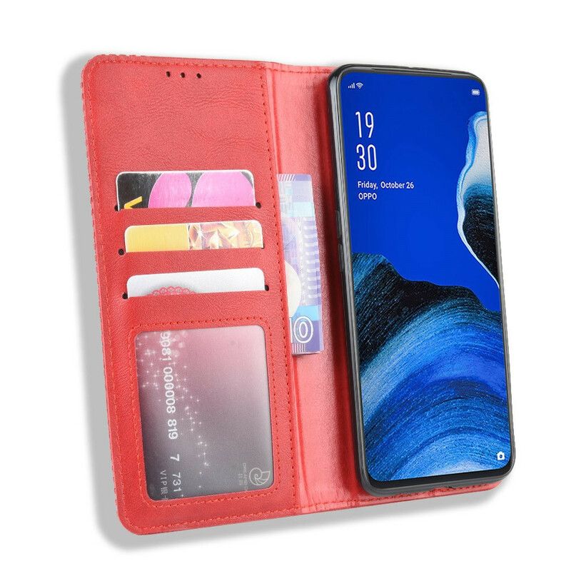 Cover Oppo Reno 2Z Flip Cover Stylet Vintage Lædereffekt