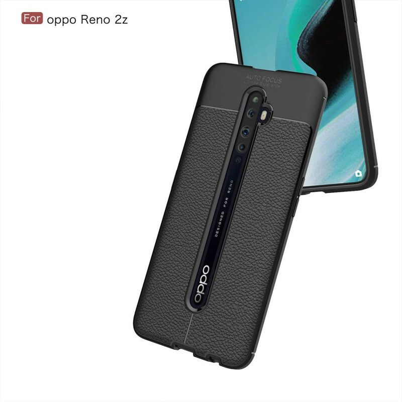 Mobilcover Oppo Reno 2Z Dobbelt Linje Litchi Læder Effekt