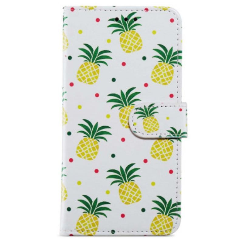 Flip Cover iPhone 15 Med Snor Ananas Med Rem