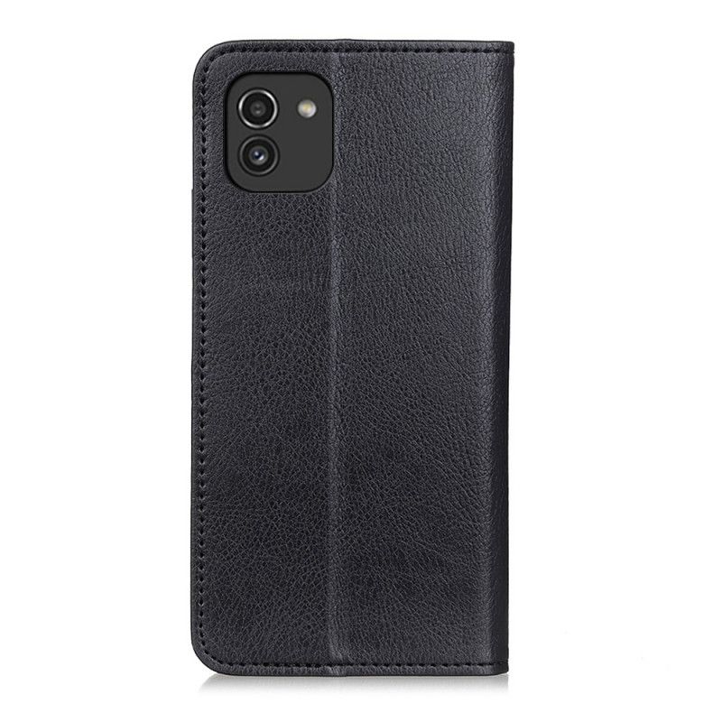 Cover Samsung Galaxy A03 Flip Cover Læder Litchi Design