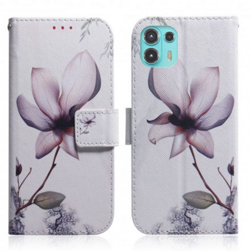 Flip Cover Motorola Edge 20 Lite Gamle Rosenblomst