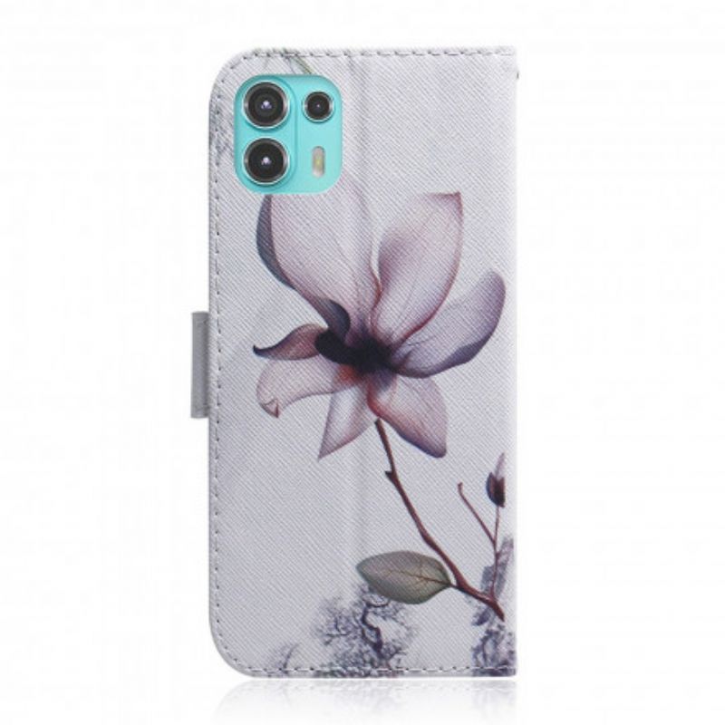 Flip Cover Motorola Edge 20 Lite Gamle Rosenblomst