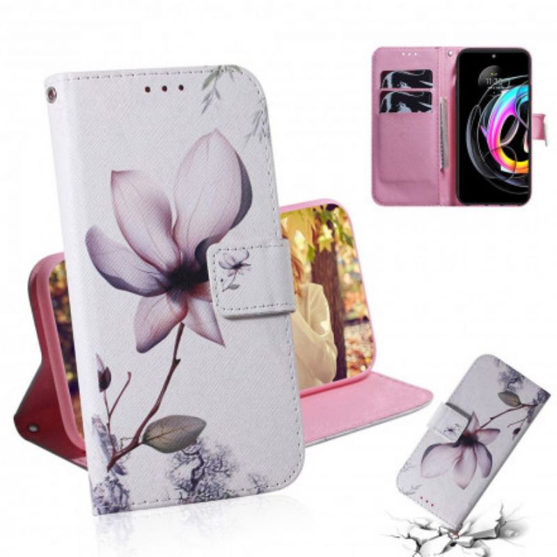 Flip Cover Motorola Edge 20 Lite Gamle Rosenblomst