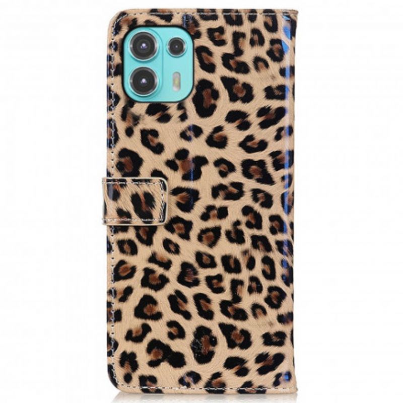 Flip Cover Motorola Edge 20 Lite Leopard