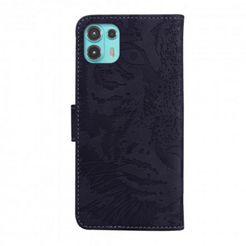 Flip Cover Motorola Edge 20 Lite Tiger Ansigtstryk