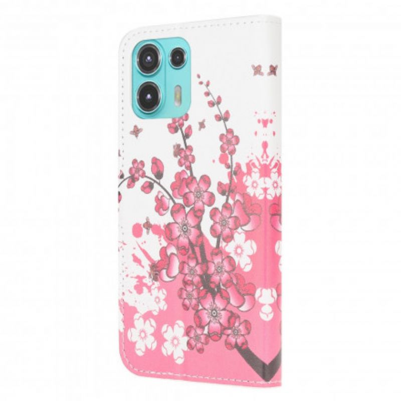 Flip Cover Motorola Edge 20 Lite Tropiske Blomster