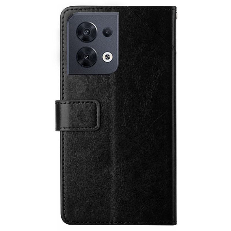 Flip Cover Oppo Reno 8 Geo Y Design Læderstil