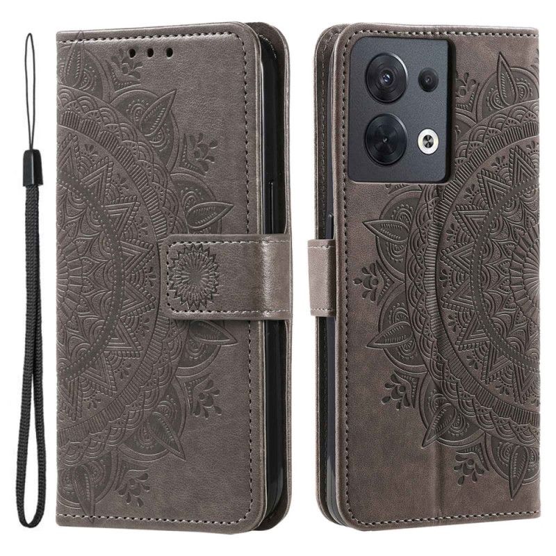 Flip Cover Oppo Reno 8 Med Snor Solrem Mandala