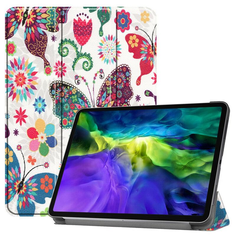 Cover iPad Air (2022) (2020) / Pro 11" Retro Sommerfugle Og Blomster