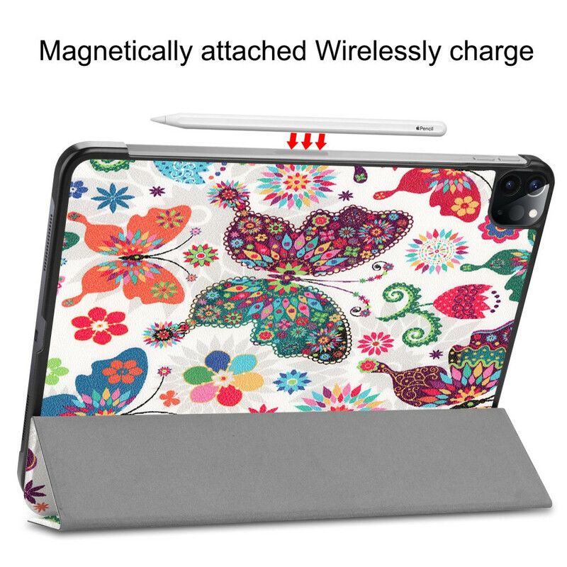 Cover iPad Air (2022) (2020) / Pro 11" Retro Sommerfugle Og Blomster