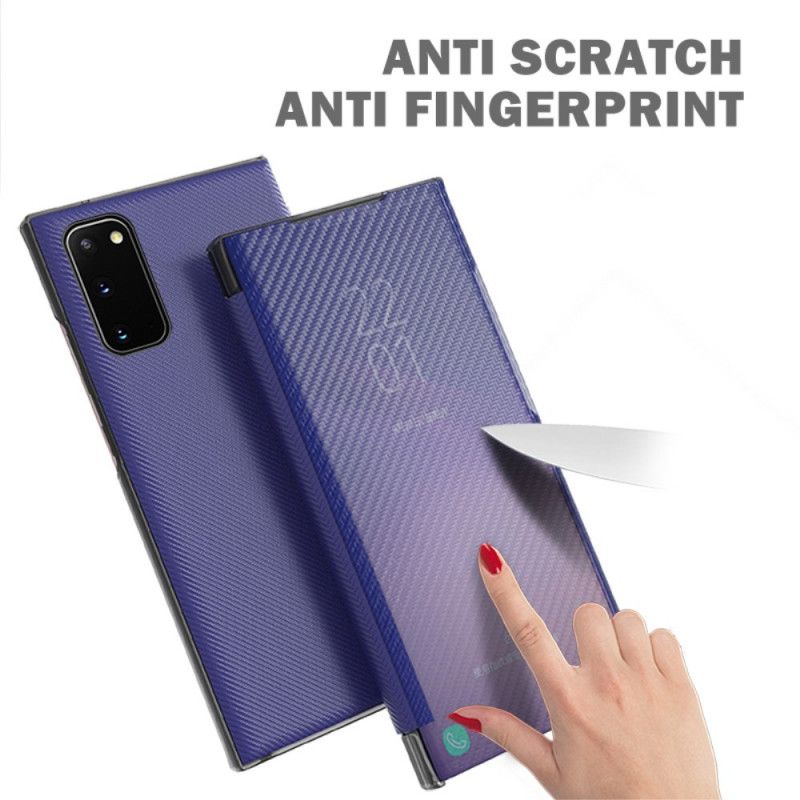 Cover Samsung Galaxy S20 Plus 4G / 5G Flip Cover Gennemskinnelig Kulfiber