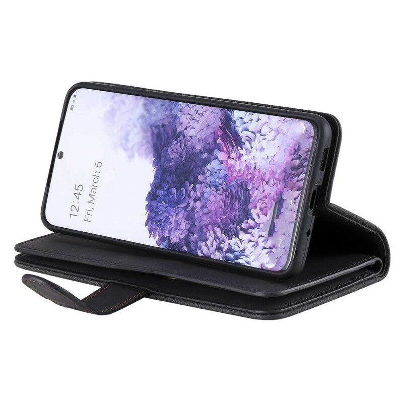 Flip Cover Samsung Galaxy S20 Plus 4G / 5G Forstærkede Konturer Med Lynlåslomme