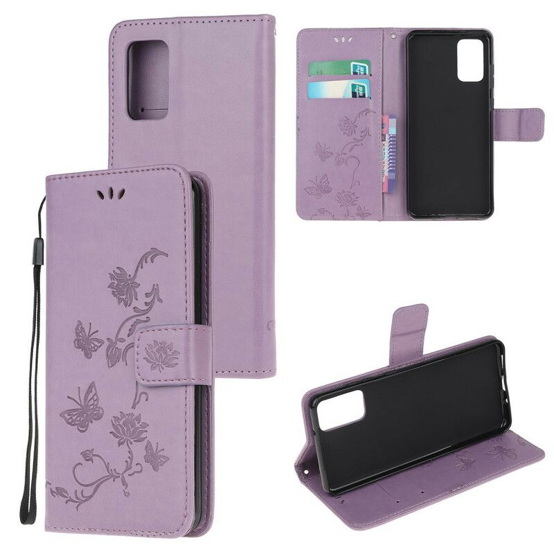 Flip Cover Samsung Galaxy S20 Plus 4G / 5G Med Snor Discretion Strap Sommerfugle