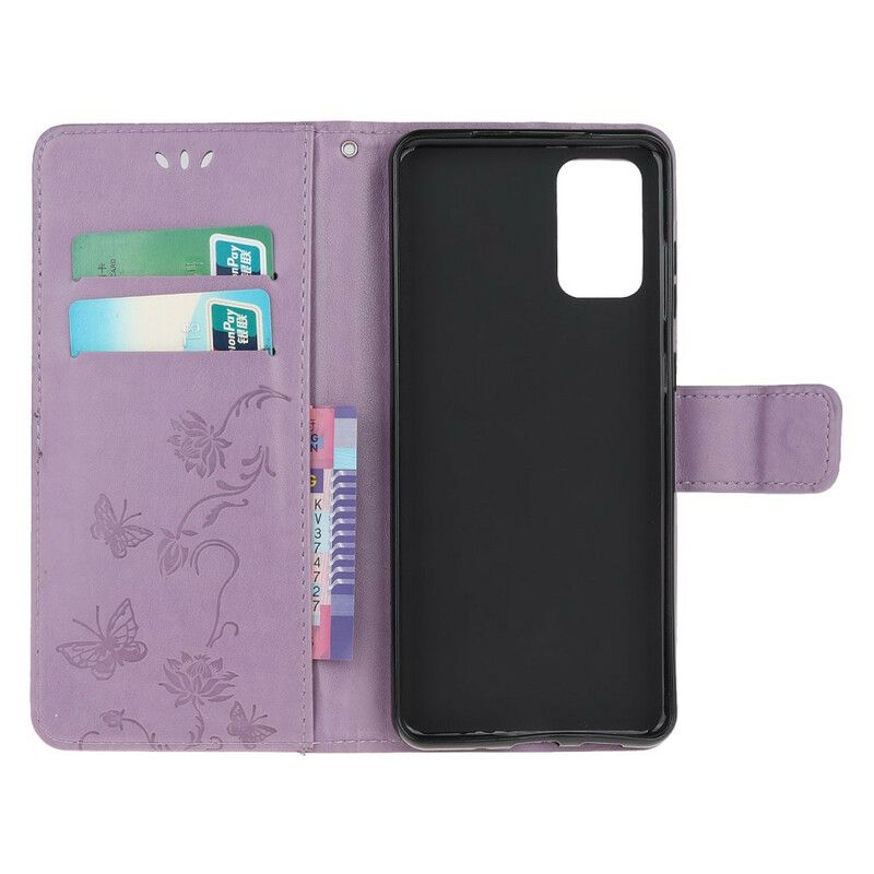 Flip Cover Samsung Galaxy S20 Plus 4G / 5G Med Snor Discretion Strap Sommerfugle