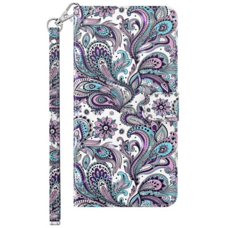 Flip Cover Xiaomi 12 Lite Med Snor Strappy Paisley Mønster