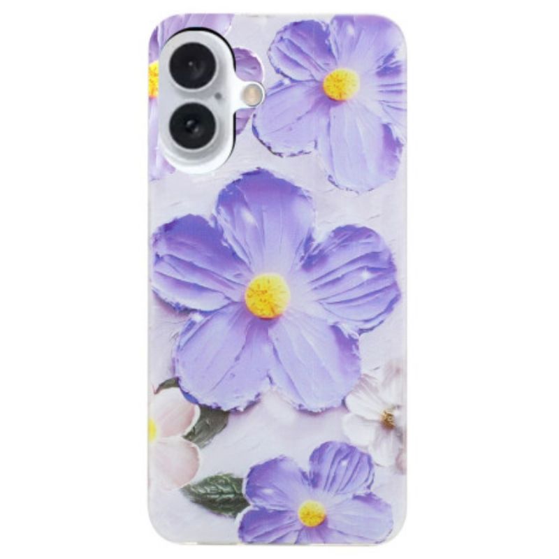 Cover iPhone 16 Telefon Etui Lilla Blomster