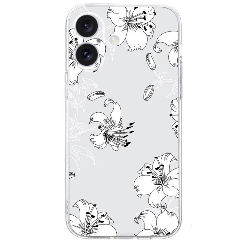 Cover Til iPhone 16 Gennemsigtige Kant Hvide Blomster