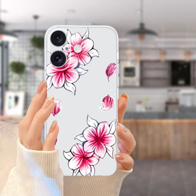 Cover Til iPhone 16 Transparent Edge Cherry Blossom