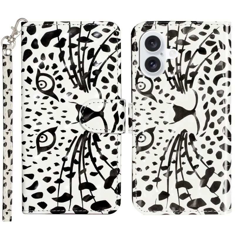 Flip Cover iPhone 16 Leopardhoved Med Rem