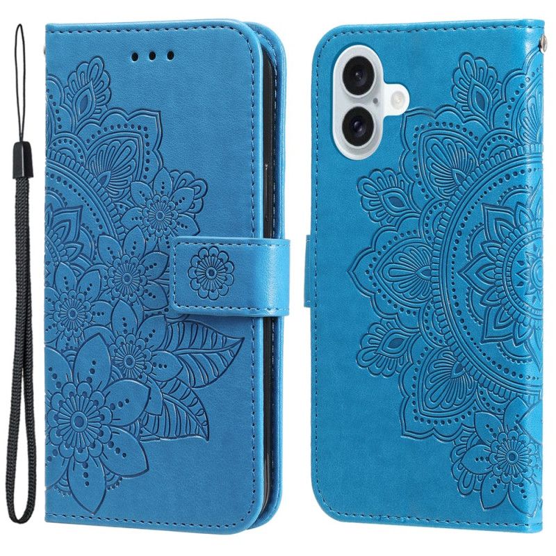 Flip Cover iPhone 16 Mandala Print Med Rem