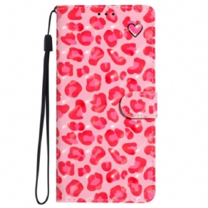 Flip Cover iPhone 16 Pink Leopard Print Med Rem