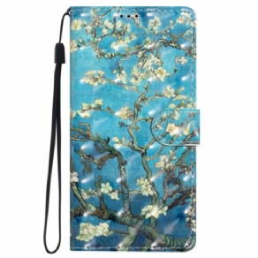 Læder Cover iPhone 16 Telefon Etui Abrikosblomst