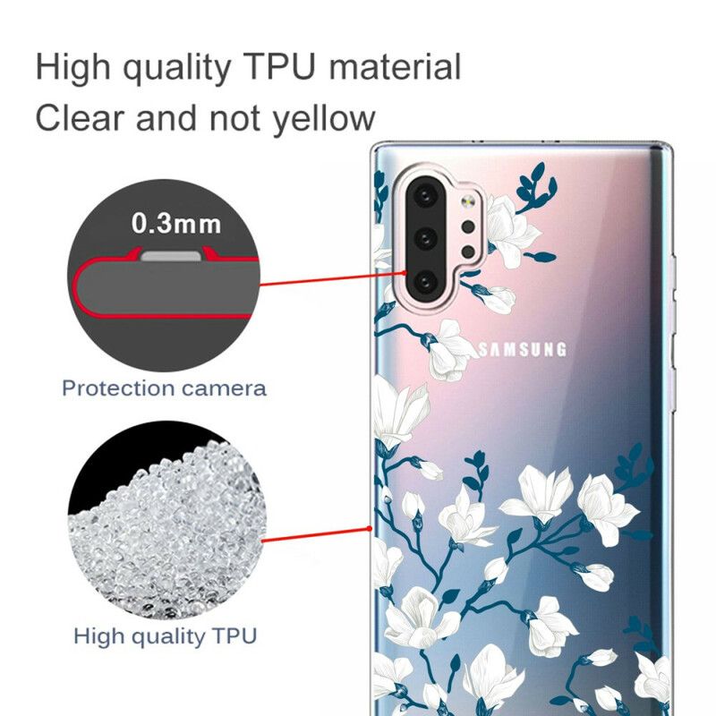 Cover Samsung Galaxy Note 10 Plus Hvide Blomster