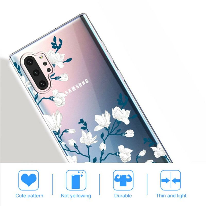 Cover Samsung Galaxy Note 10 Plus Hvide Blomster