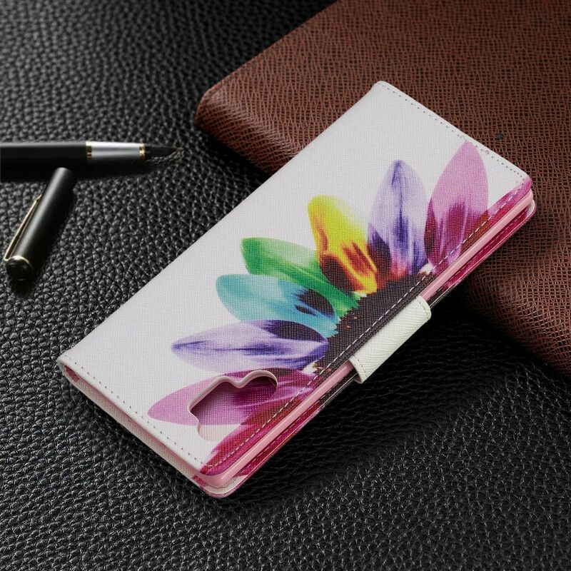 Flip Cover Samsung Galaxy Note 10 Plus Akvarelblomst