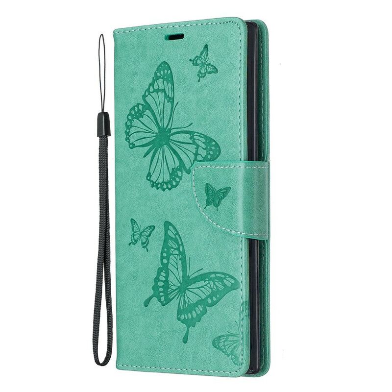 Flip Cover Samsung Galaxy Note 10 Plus Med Snor Smukke Stropsommerfugle