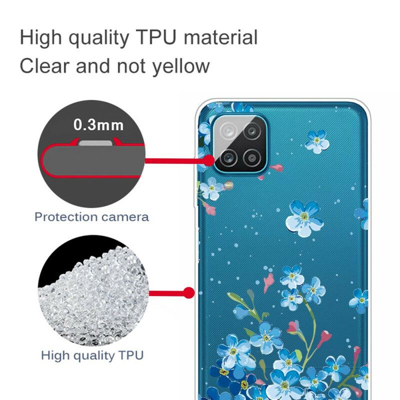 Cover Samsung Galaxy A12 / M12 Blå Blomster