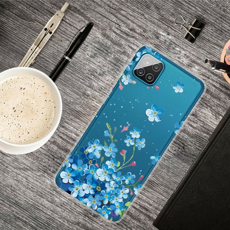 Cover Samsung Galaxy A12 / M12 Blå Blomster