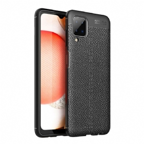 Cover Samsung Galaxy A12 / M12 Dobbelt Linje Litchi Lædereffekt