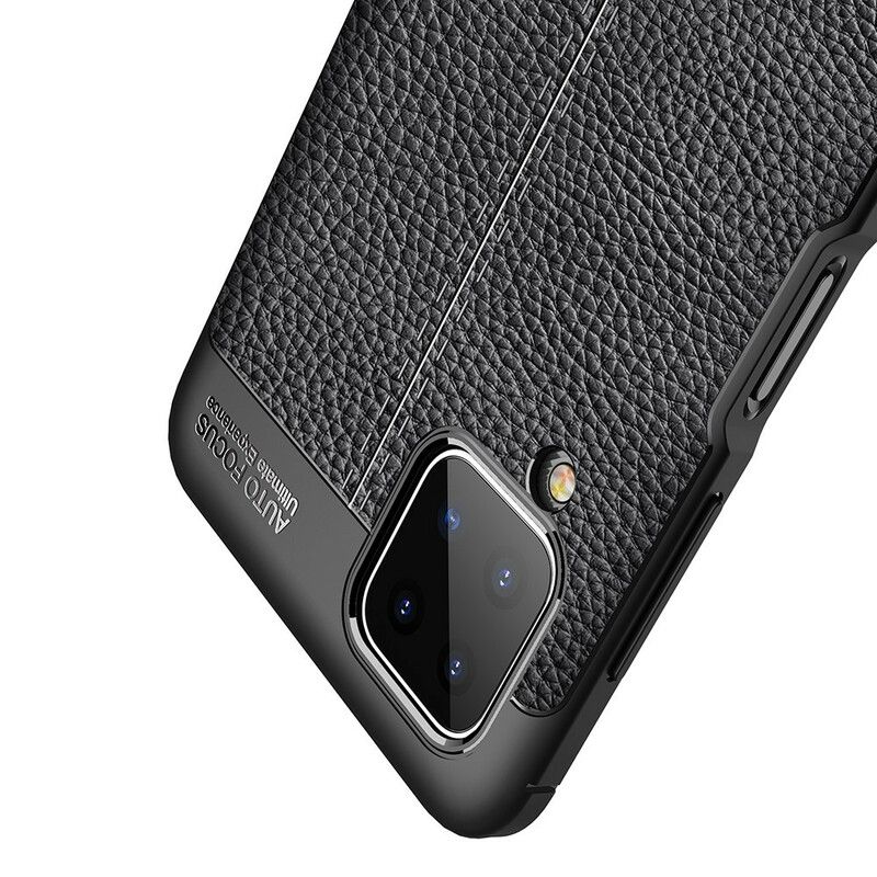 Cover Samsung Galaxy A12 / M12 Dobbelt Linje Litchi Lædereffekt