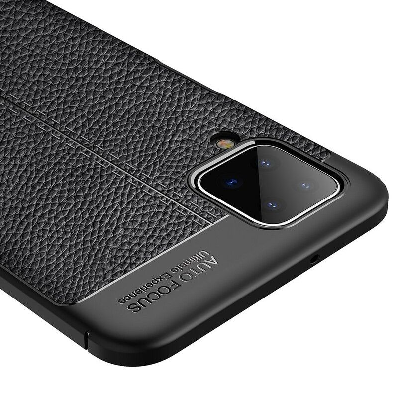 Cover Samsung Galaxy A12 / M12 Dobbelt Linje Litchi Lædereffekt