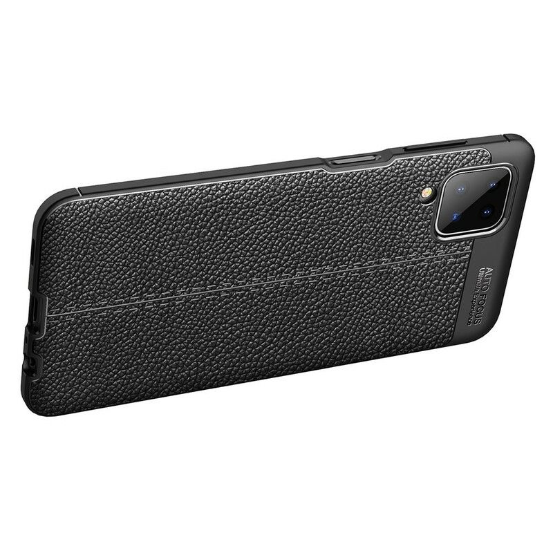 Cover Samsung Galaxy A12 / M12 Dobbelt Linje Litchi Lædereffekt