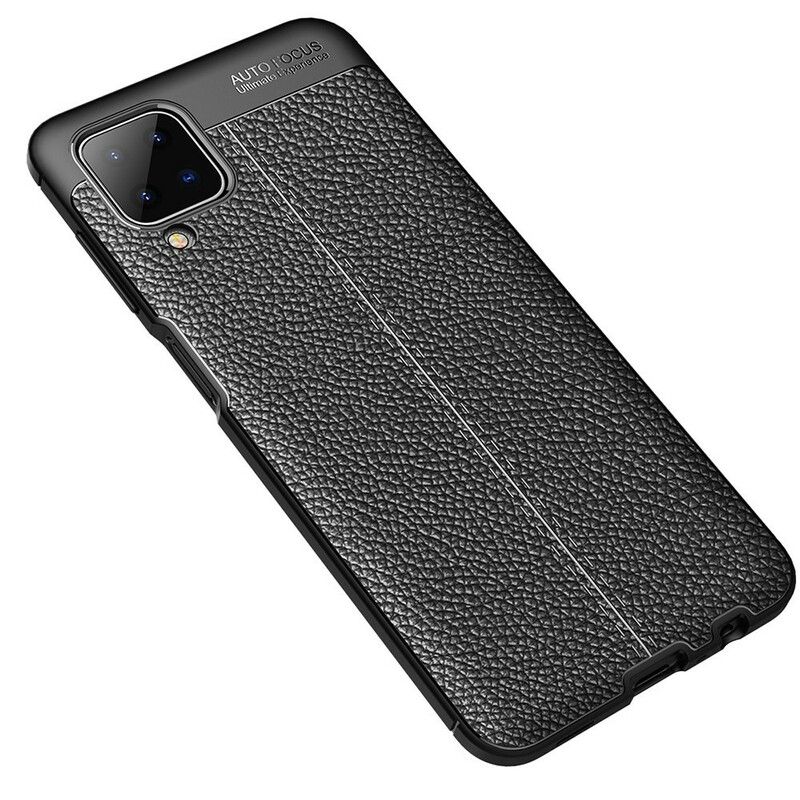 Cover Samsung Galaxy A12 / M12 Dobbelt Linje Litchi Lædereffekt