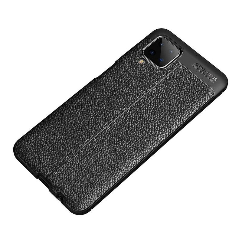 Cover Samsung Galaxy A12 / M12 Dobbelt Linje Litchi Lædereffekt