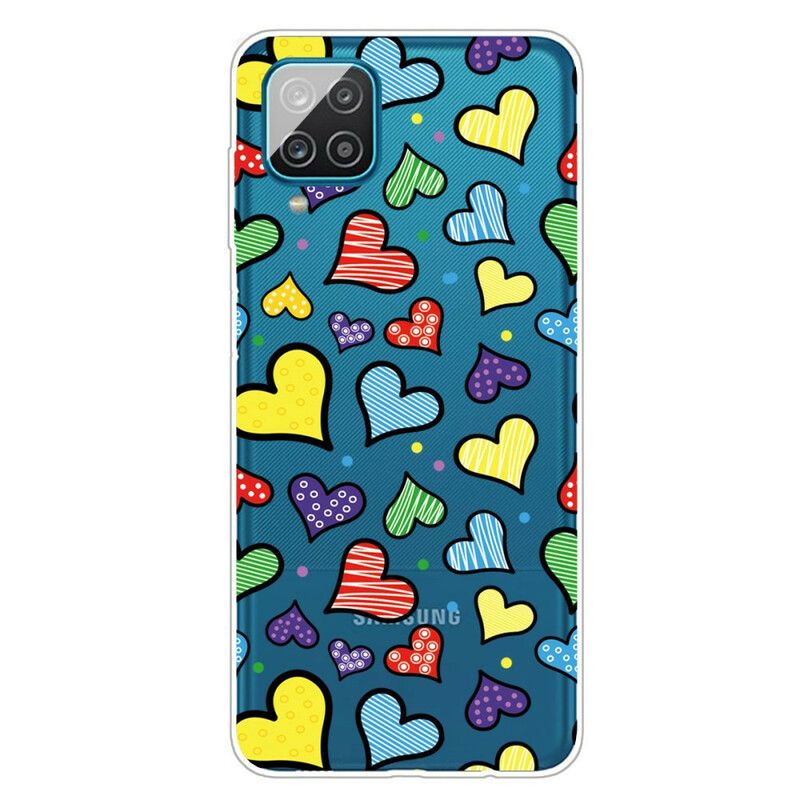 Cover Samsung Galaxy A12 / M12 Flerfarvede Hjerter