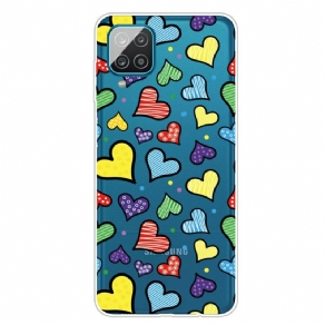 Cover Samsung Galaxy A12 / M12 Flerfarvede Hjerter