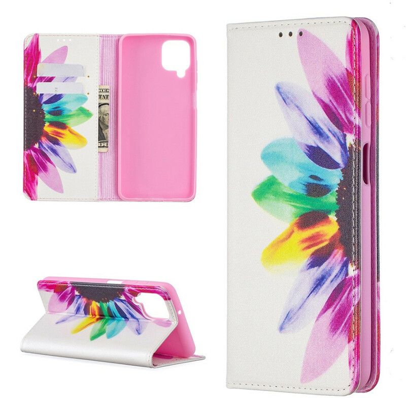 Cover Samsung Galaxy A12 / M12 Flip Cover Akvarelblomst