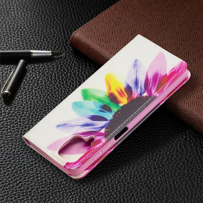 Cover Samsung Galaxy A12 / M12 Flip Cover Akvarelblomst