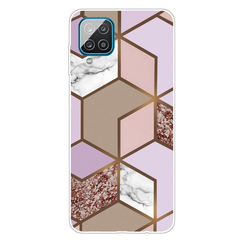 Cover Samsung Galaxy A12 / M12 Geometrisk Marmor