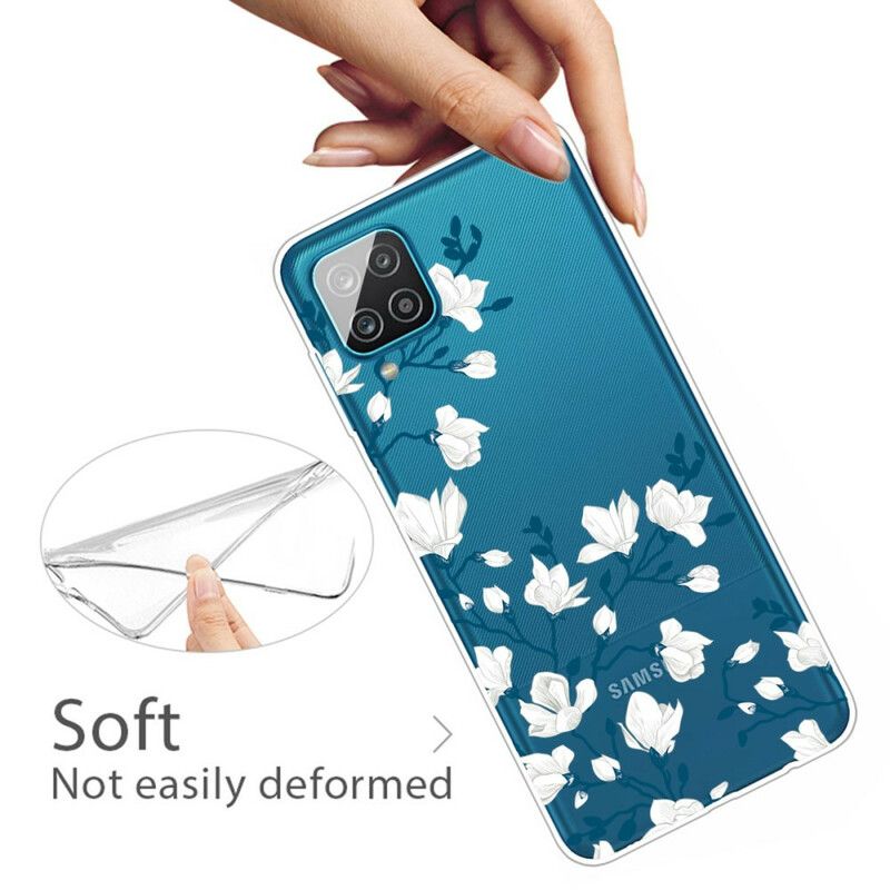 Cover Samsung Galaxy A12 / M12 Hvide Blomster