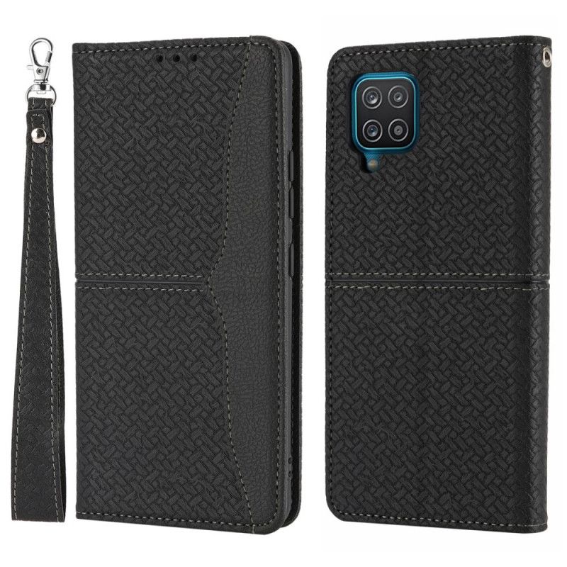 Cover Samsung Galaxy A12 / M12 Med Snor Flip Cover Vævet Læderrem Style