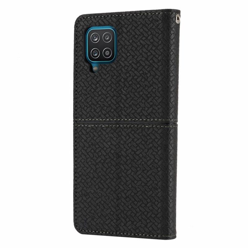 Cover Samsung Galaxy A12 / M12 Med Snor Flip Cover Vævet Læderrem Style