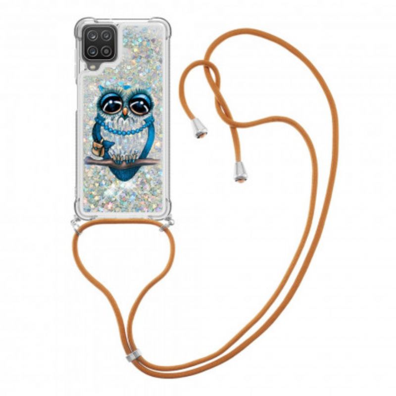 Cover Samsung Galaxy A12 / M12 Med Snor Frøken Owl Pailletter Snøre