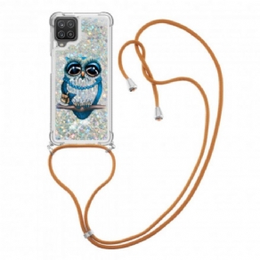 Cover Samsung Galaxy A12 / M12 Med Snor Frøken Owl Pailletter Snøre