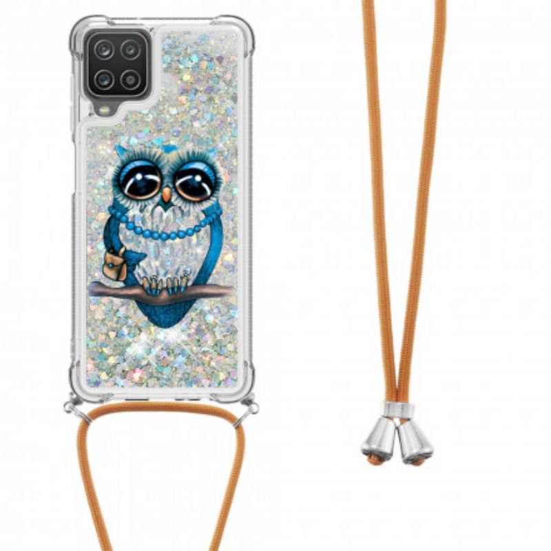 Cover Samsung Galaxy A12 / M12 Med Snor Frøken Owl Pailletter Snøre