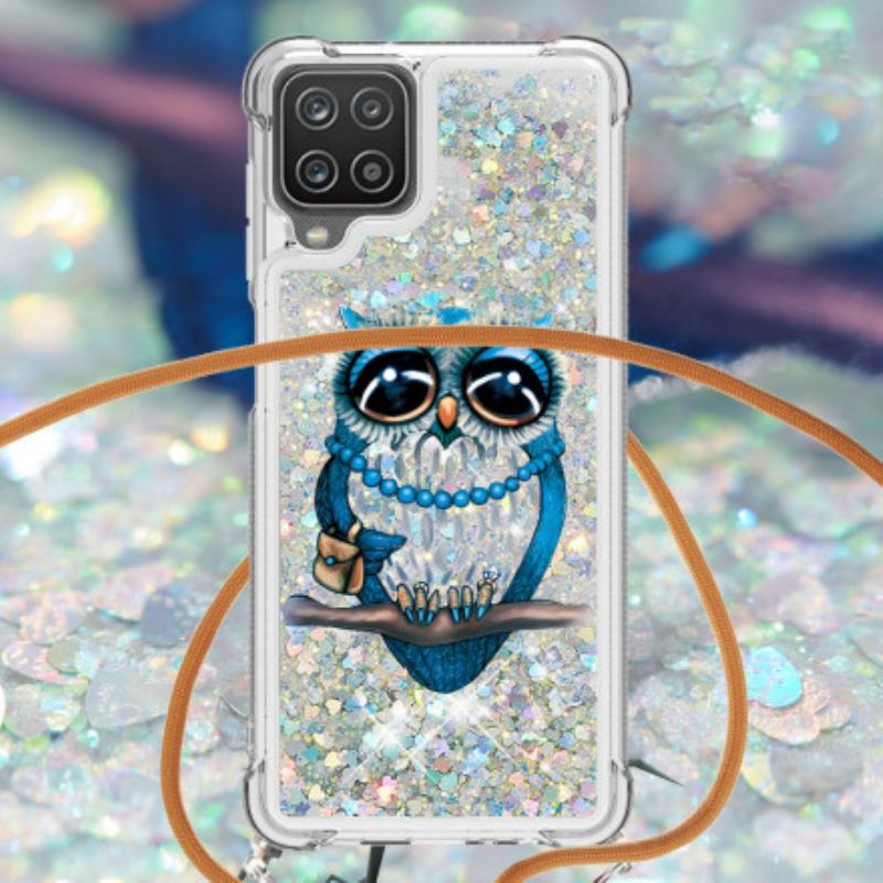 Cover Samsung Galaxy A12 / M12 Med Snor Frøken Owl Pailletter Snøre